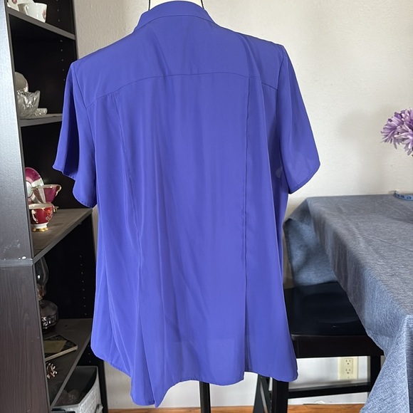 212 Collection Women’s Size 1X Purple Sheer Button Down Shirt - Picture 2 of 6